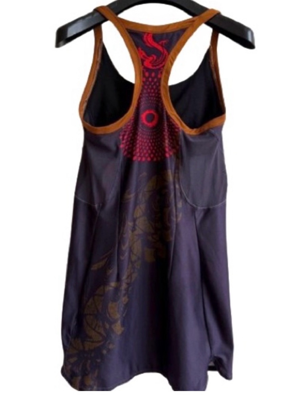 Nike Serena Williams Asian Design Bronze Purple red accent gorgeous dress MEDIUM - Picture 2 of 5